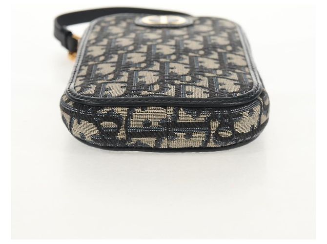 Borsa a catena Montaigne in tela Trotter Christian Dior blu navy oro Auth 146071SAM D'oro - vista 5
