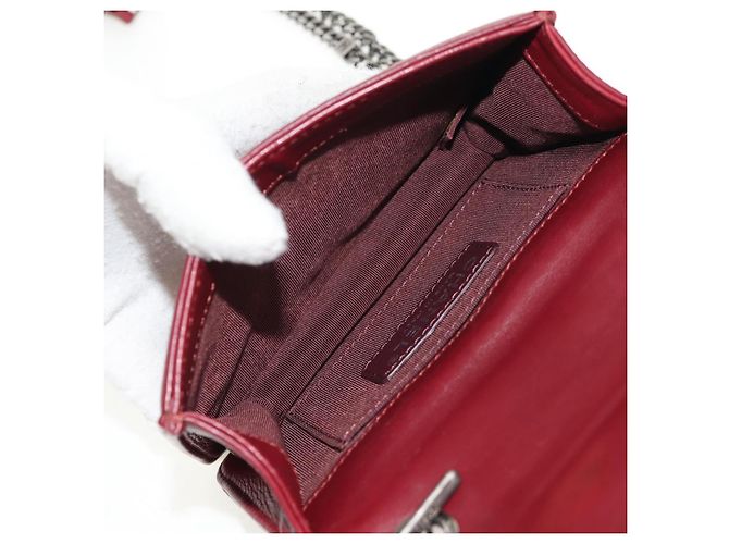 CHANEL Borsa a Catena Matelassé Boy Brick in Pelle di Agnello Bordeaux CC Auth 146080SM Bordò - vista 10