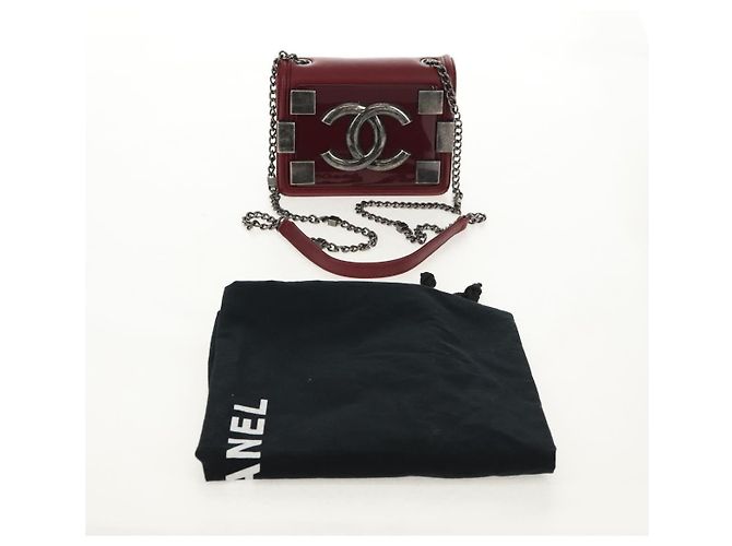 CHANEL Borsa a Catena Matelassé Boy Brick in Pelle di Agnello Bordeaux CC Auth 146080SM Bordò - vista 12
