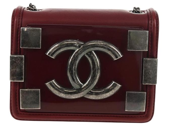 CHANEL Borsa a Catena Matelassé Boy Brick in Pelle di Agnello Bordeaux CC Auth 146080SM Bordò - vista 13