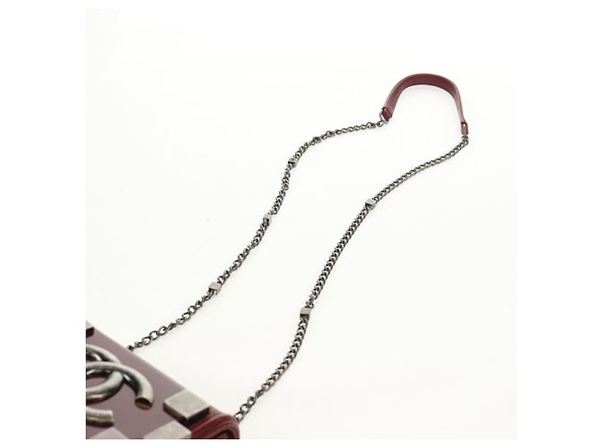 CHANEL Borsa a Catena Matelassé Boy Brick in Pelle di Agnello Bordeaux CC Auth 146080SM Bordò - vista 14
