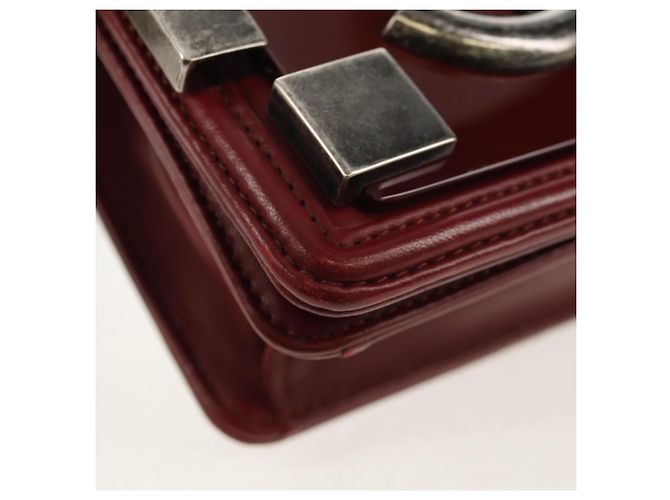 CHANEL Borsa a Catena Matelassé Boy Brick in Pelle di Agnello Bordeaux CC Auth 146080SM Bordò - vista 15