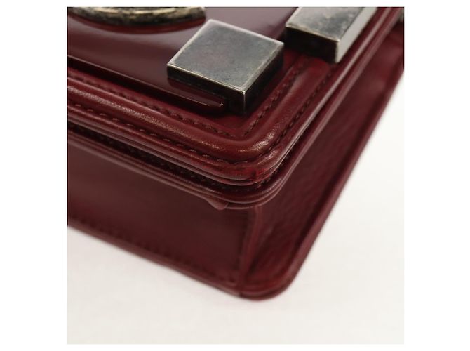 CHANEL Borsa a Catena Matelassé Boy Brick in Pelle di Agnello Bordeaux CC Auth 146080SM Bordò - vista 16