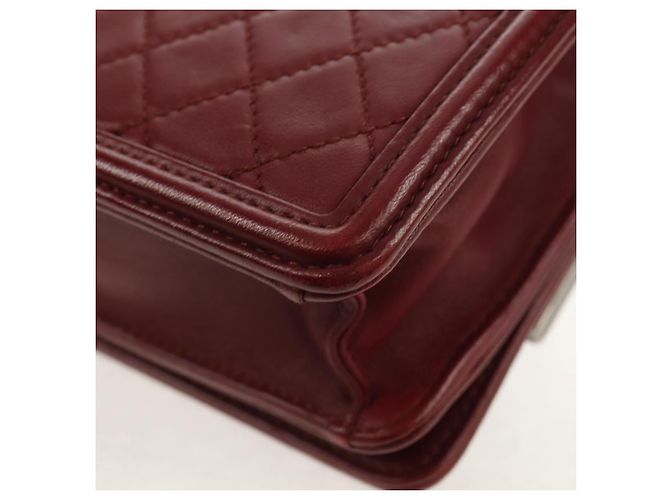 CHANEL Borsa a Catena Matelassé Boy Brick in Pelle di Agnello Bordeaux CC Auth 146080SM Bordò - vista 18