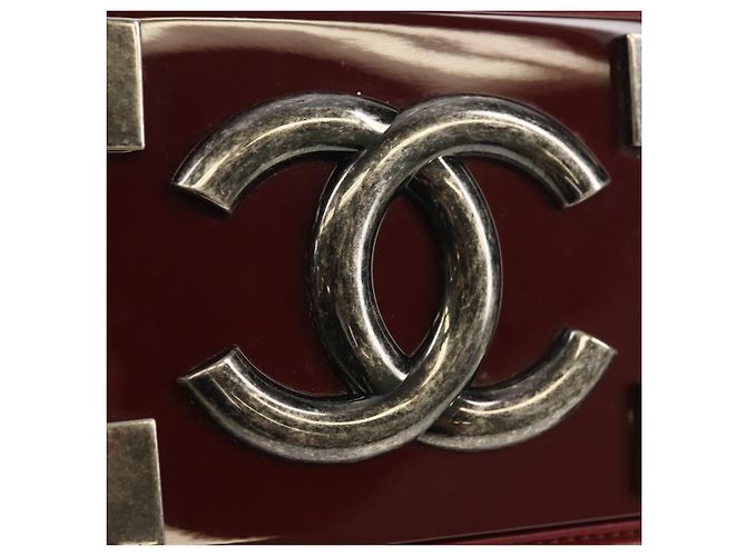 CHANEL Borsa a Catena Matelassé Boy Brick in Pelle di Agnello Bordeaux CC Auth 146080SM Bordò - vista 19