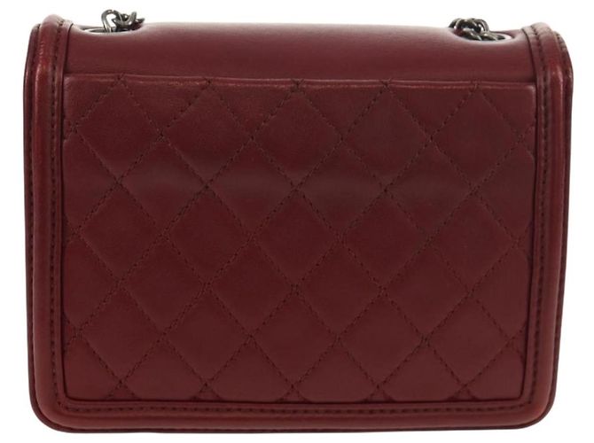 CHANEL Borsa a Catena Matelassé Boy Brick in Pelle di Agnello Bordeaux CC Auth 146080SM Bordò - vista 2