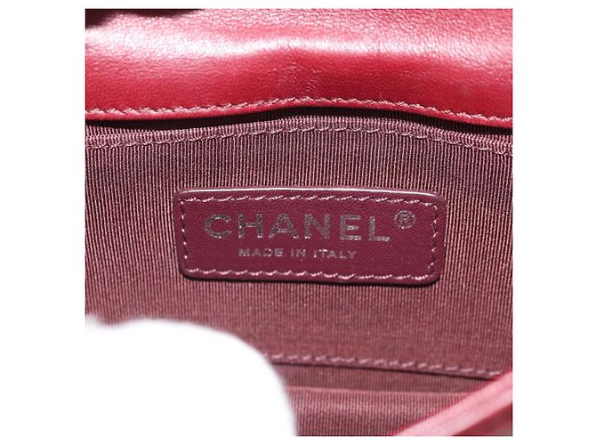 CHANEL Borsa a Catena Matelassé Boy Brick in Pelle di Agnello Bordeaux CC Auth 146080SM Bordò - vista 22