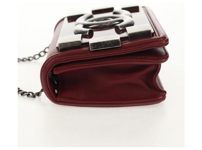 CHANEL Borsa a Catena Matelassé Boy Brick in Pelle di Agnello Bordeaux CC Auth 146080SM Bordò - vista 3