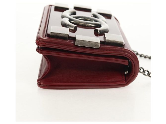 CHANEL Borsa a Catena Matelassé Boy Brick in Pelle di Agnello Bordeaux CC Auth 146080SM Bordò - vista 4