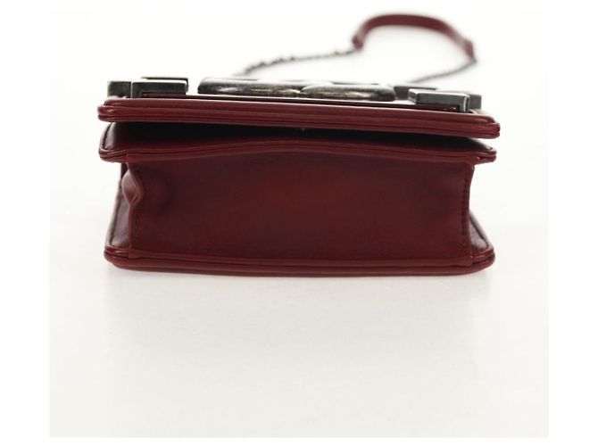 CHANEL Borsa a Catena Matelassé Boy Brick in Pelle di Agnello Bordeaux CC Auth 146080SM Bordò - vista 5