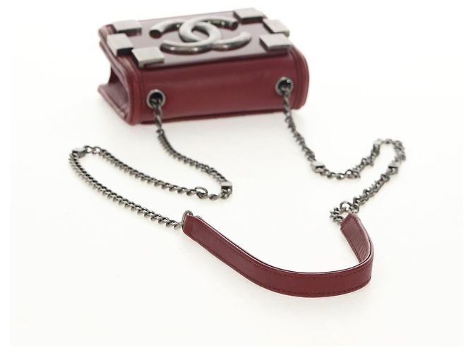 CHANEL Borsa a Catena Matelassé Boy Brick in Pelle di Agnello Bordeaux CC Auth 146080SM Bordò - vista 7