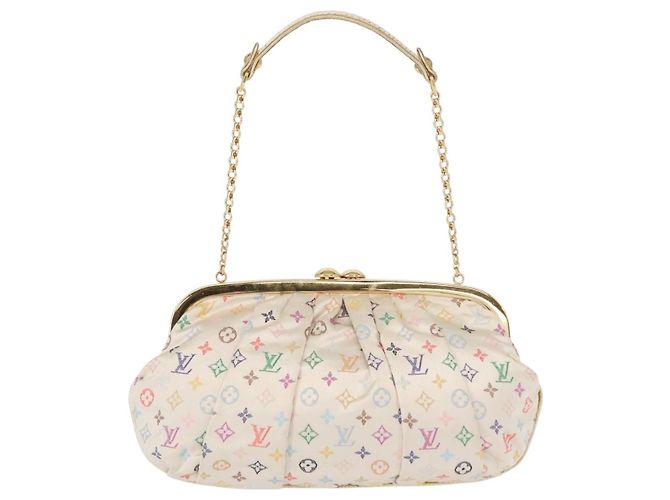 LOUIS VUITTON Pochette Omoniere Satin Multicolore Bianca M92060 LV Auth 134363SAV Bianco - vista 2