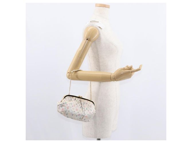LOUIS VUITTON Pochette Omoniere Satin Multicolore Bianca M92060 LV Auth 134363SAV Bianco - vista 23