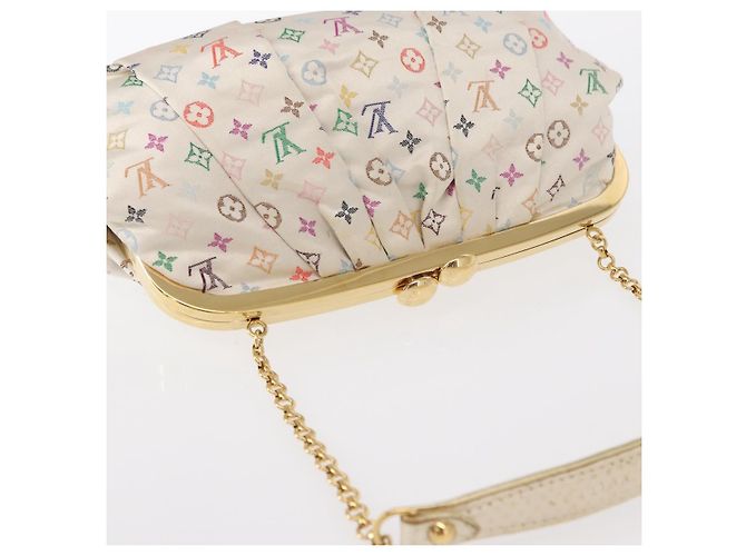 LOUIS VUITTON Pochette Omoniere Satin Multicolore Bianca M92060 LV Auth 134363SAV Bianco - vista 6