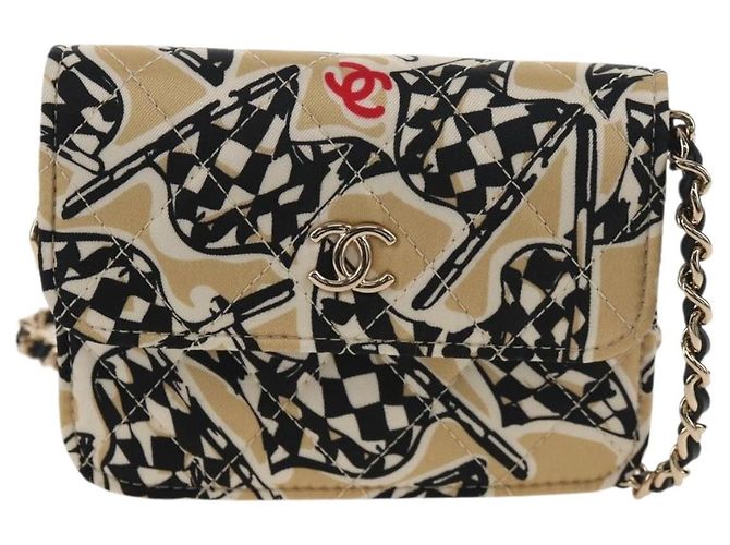 CHANEL Borsa a Spalla Matelassé con Catena Nylon Marrone Oro CC Auth 144002M D'oro - vista 13