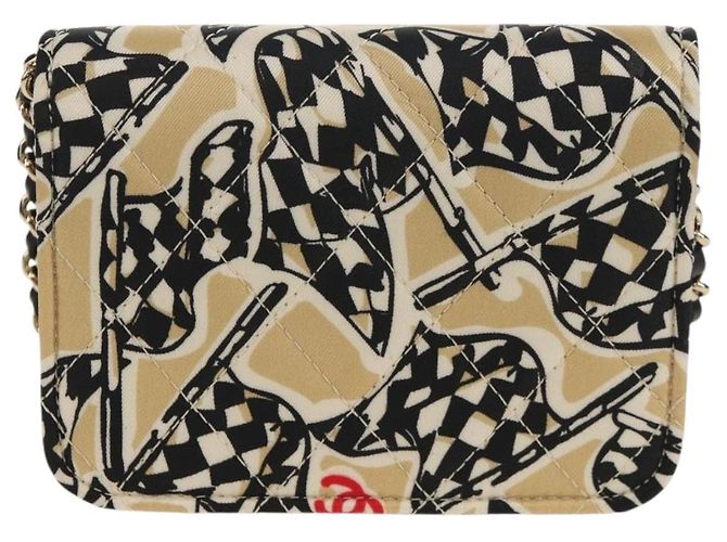 CHANEL Borsa a Spalla Matelassé con Catena Nylon Marrone Oro CC Auth 144002M D'oro - vista 2