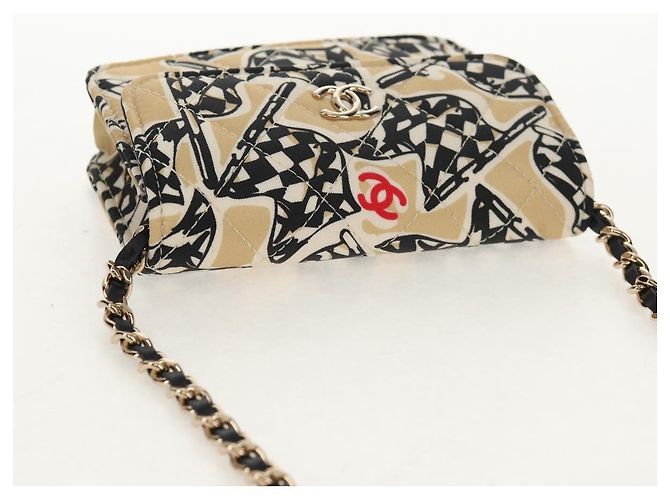 CHANEL Borsa a Spalla Matelassé con Catena Nylon Marrone Oro CC Auth 144002M D'oro - vista 6