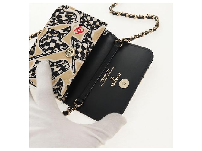 CHANEL Borsa a Spalla Matelassé con Catena Nylon Marrone Oro CC Auth 144002M D'oro - vista 9