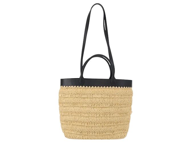 PRADA Borsa a Mano in Pelle di Paglia 2 in 1 Beige Nero Auth ka156V - vista 2