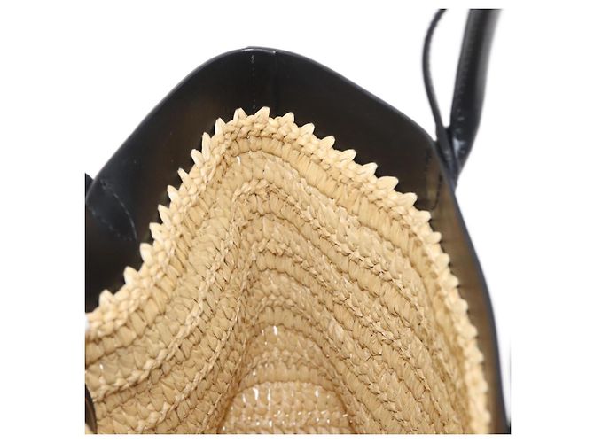 PRADA Borsa a Mano in Pelle di Paglia 2 in 1 Beige Nero Auth ka156V - vista 20