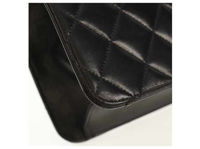 Bolso de cadena CHANEL de piel de cordero negro con cadena dorada CC Auth 148654SAM Dorado - vista 16