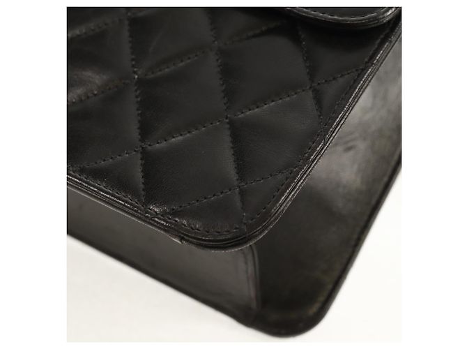Bolso de cadena CHANEL de piel de cordero negro con cadena dorada CC Auth 148654SAM Dorado - vista 17