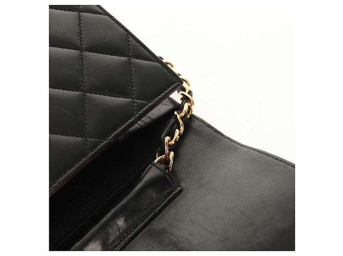 Bolso de cadena CHANEL de piel de cordero negro con cadena dorada CC Auth 148654SAM Dorado - vista 22