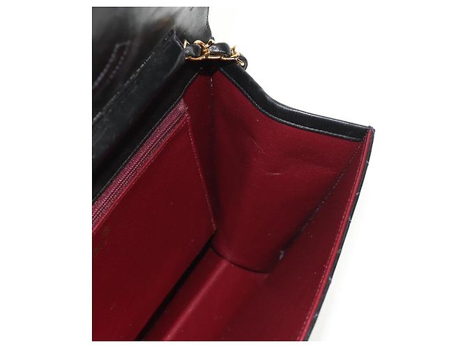Bolso de cadena CHANEL de piel de cordero negro con cadena dorada CC Auth 148654SAM Dorado - vista 24