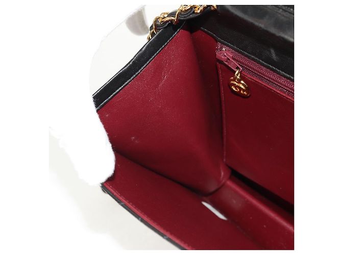 Bolso de cadena CHANEL de piel de cordero negro con cadena dorada CC Auth 148654SAM Dorado - vista 25