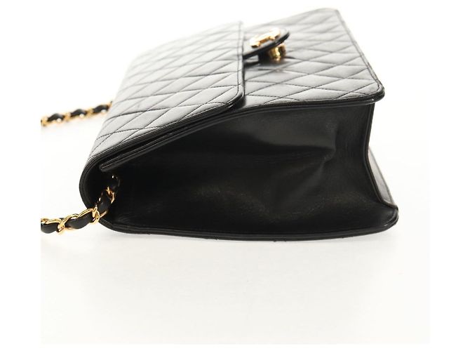 Bolso de cadena CHANEL de piel de cordero negro con cadena dorada CC Auth 148654SAM Dorado - vista 3