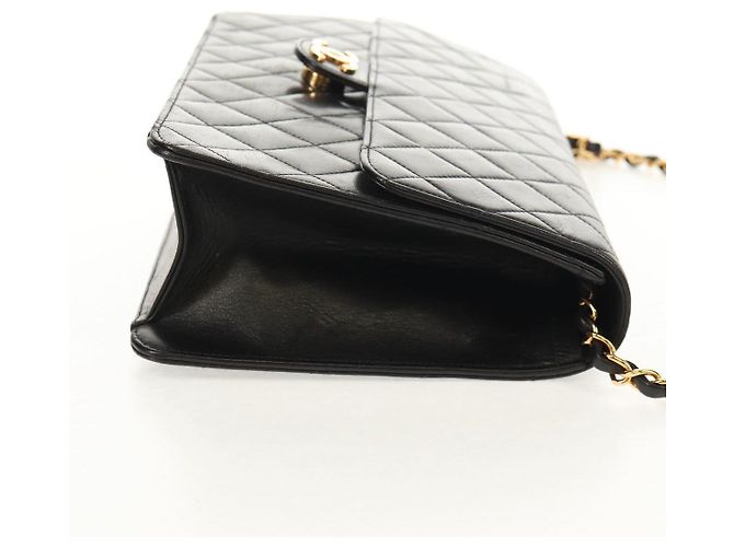 Bolso de cadena CHANEL de piel de cordero negro con cadena dorada CC Auth 148654SAM Dorado - vista 4