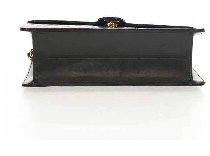 Bolso de cadena CHANEL de piel de cordero negro con cadena dorada CC Auth 148654SAM Dorado - vista 5