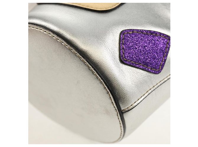 Borsa a mano in pelle GUCCI Argento Auth 153926SAM - vista 15