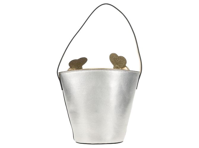 Borsa a mano in pelle GUCCI Argento Auth 153926SAM - vista 2