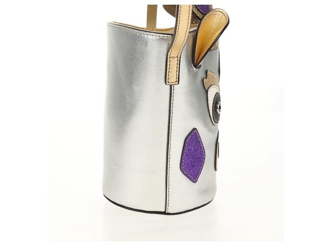 Borsa a mano in pelle GUCCI Argento Auth 153926SAM - vista 4
