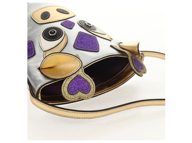 Borsa a mano in pelle GUCCI Argento Auth 153926SAM - vista 6