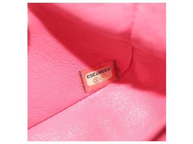 CHANEL Bolsa de Ombro Matelassé em Couro de Cordeiro Rosa Ouro CC Auth ka592SAM Dourado - vista 11