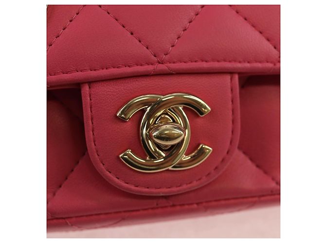 CHANEL Bolsa de Ombro Matelassé em Couro de Cordeiro Rosa Ouro CC Auth ka592SAM Dourado - vista 20