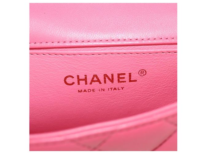 CHANEL Bolsa de Ombro Matelassé em Couro de Cordeiro Rosa Ouro CC Auth ka592SAM Dourado - vista 24