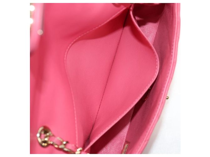 CHANEL Bolsa de Ombro Matelassé em Couro de Cordeiro Rosa Ouro CC Auth ka592SAM Dourado - vista 27