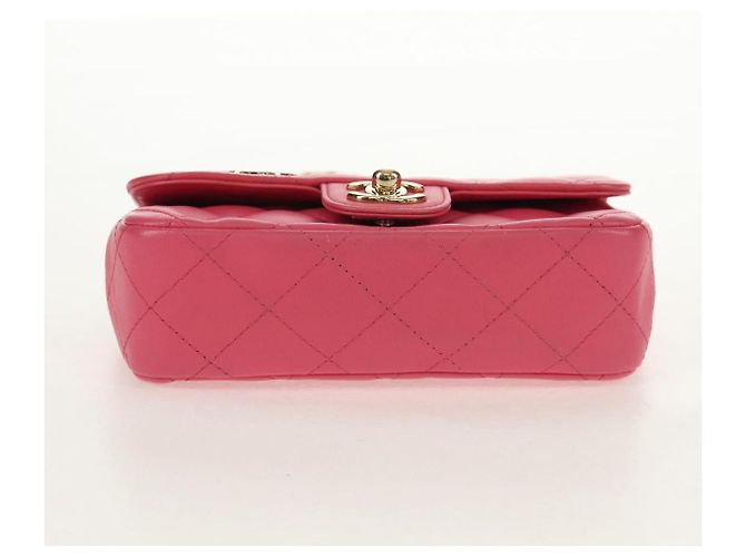 CHANEL Bolsa de Ombro Matelassé em Couro de Cordeiro Rosa Ouro CC Auth ka592SAM Dourado - vista 5