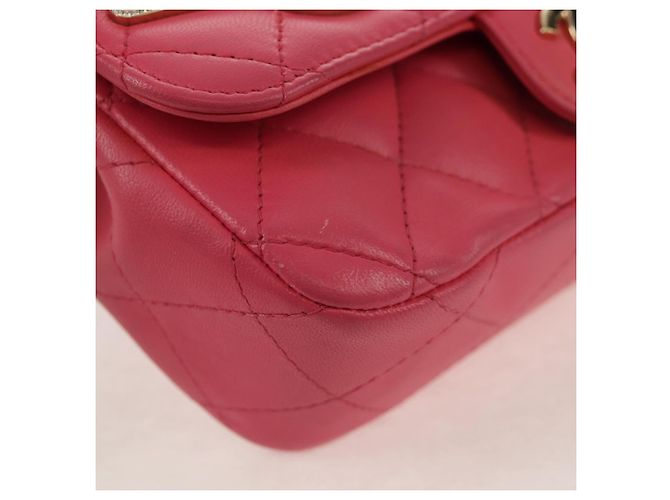 CHANEL Bolsa de Ombro Matelassé em Couro de Cordeiro Rosa Ouro CC Auth ka592SAM Dourado - vista 9