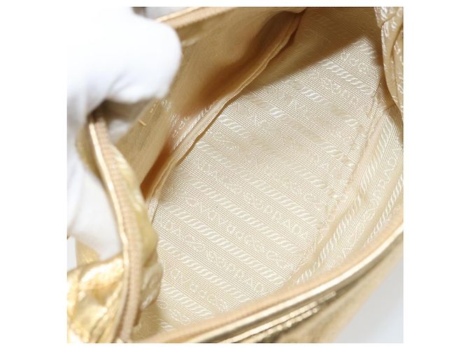 Borsa a Spalla in Pelle PRADA Oro Auth 156454SAV D'oro - vista 10