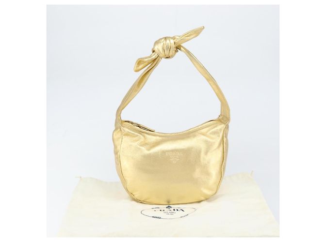 Borsa a Spalla in Pelle PRADA Oro Auth 156454SAV D'oro - vista 12