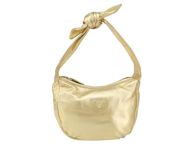 Borsa a Spalla in Pelle PRADA Oro Auth 156454SAV D'oro - vista 13