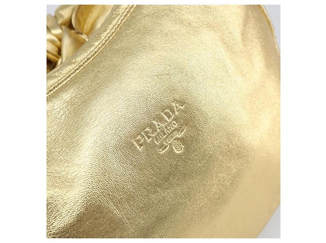 Borsa a Spalla in Pelle PRADA Oro Auth 156454SAV D'oro - vista 17