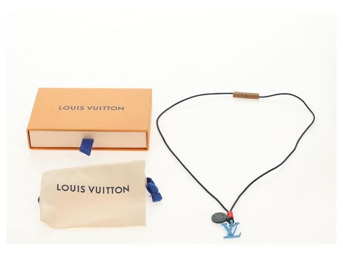 COLLANA CHARMS ON THE GO LOUIS VUITTON Smalto Blu Marino M63648 Auth 143681M Blu navy - vista 11