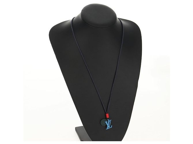 COLLANA CHARMS ON THE GO LOUIS VUITTON Smalto Blu Marino M63648 Auth 143681M Blu navy - vista 12