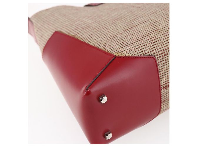 Borsa a Spalla Gancini in Tela Beige Argento Salvatore Ferragamo Auth gh1189 - vista 14