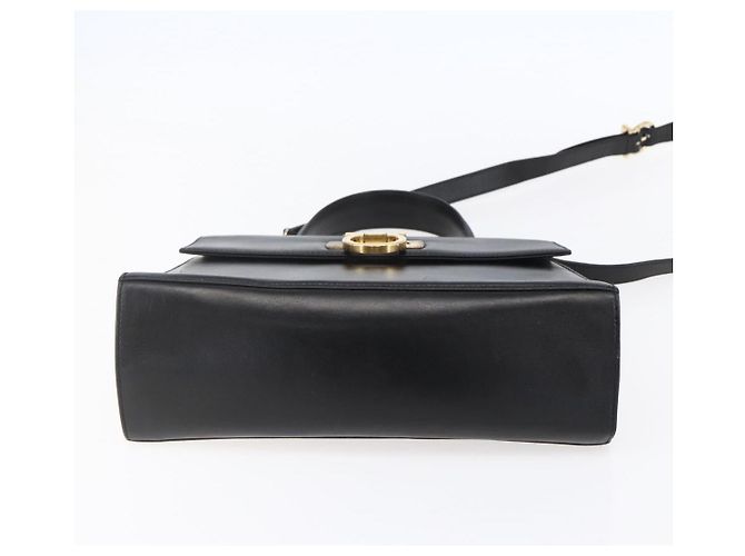Borsa a mano in pelle Gancini Salvatore Ferragamo 2 in 1 Nero Oro Auth BA7984 - vista 11